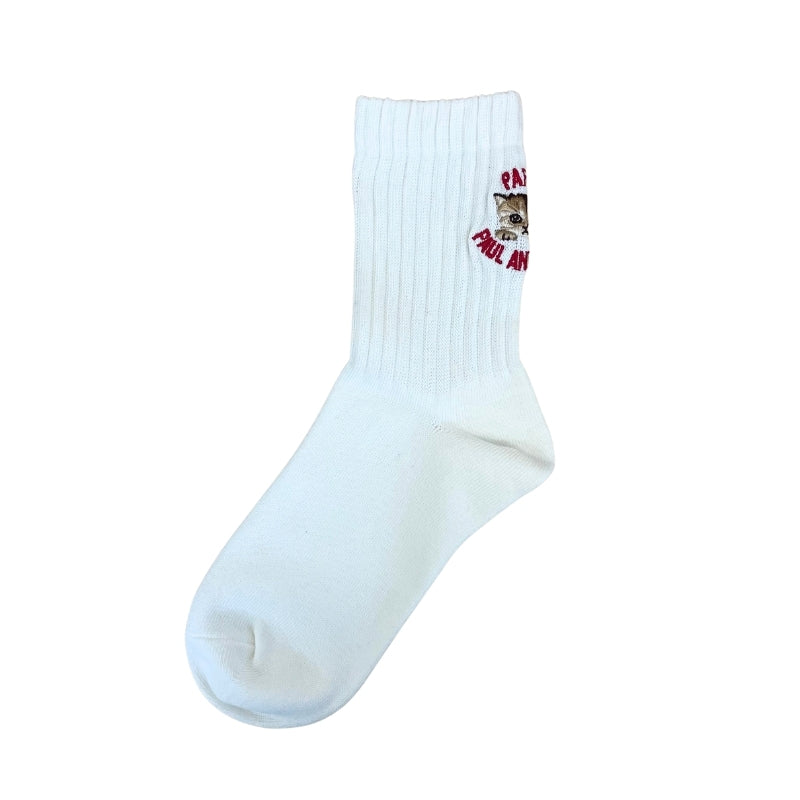 【レディース】アメリブカレッジロゴ刺繍ソックス（ホワイト）