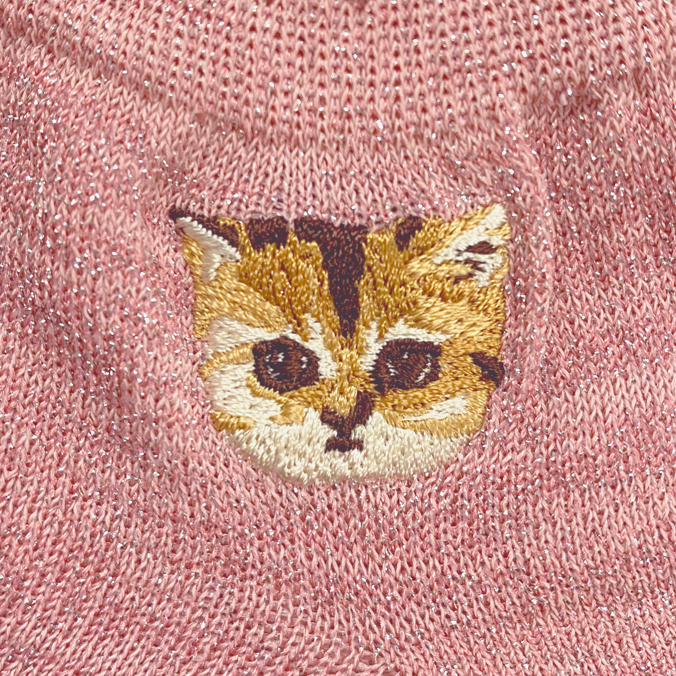 【レディース】総ラメヌネット刺繍　ショート丈ソックス（ピンク）
