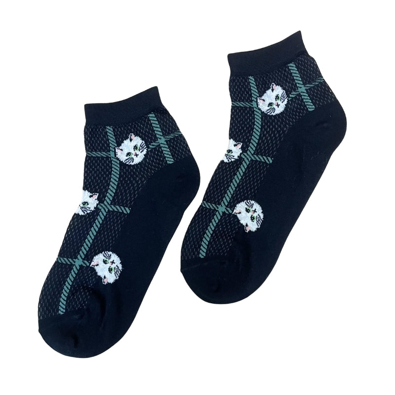 【レディース】ジプシーチェック柄メッシュソックス（ブラック）