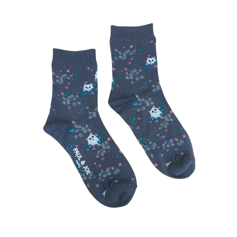 【レディース】ジプシー花畑ソックス（チャコール）