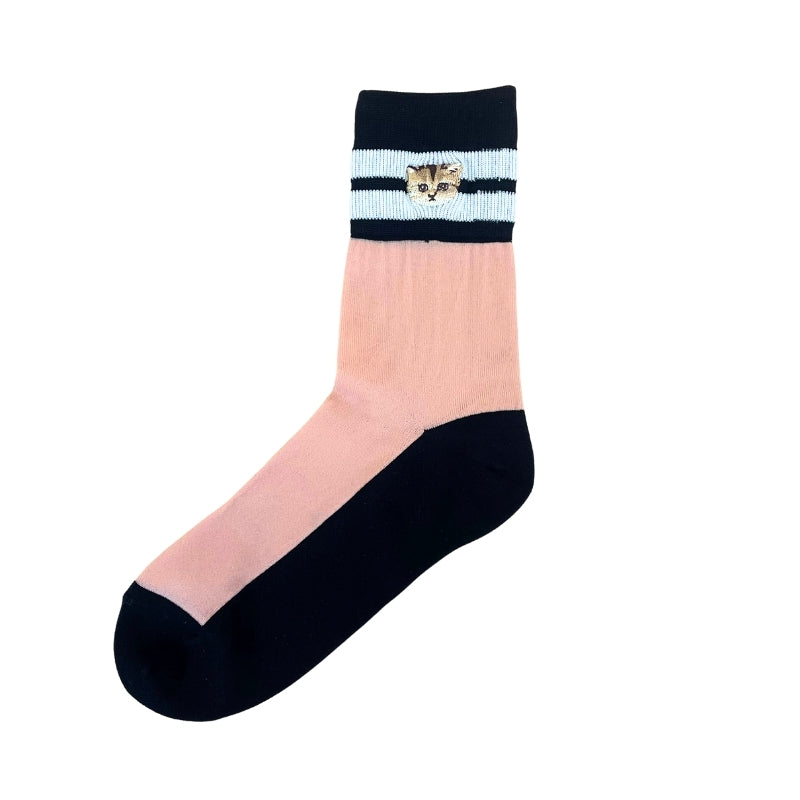 【レディース】シースルーヌネット刺繍 ソックス（ブラック）