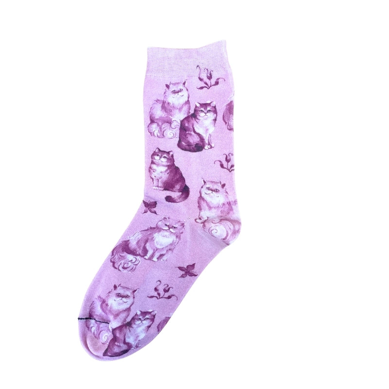 【レディース】壁紙風猫プリント ソックス（ピンク）