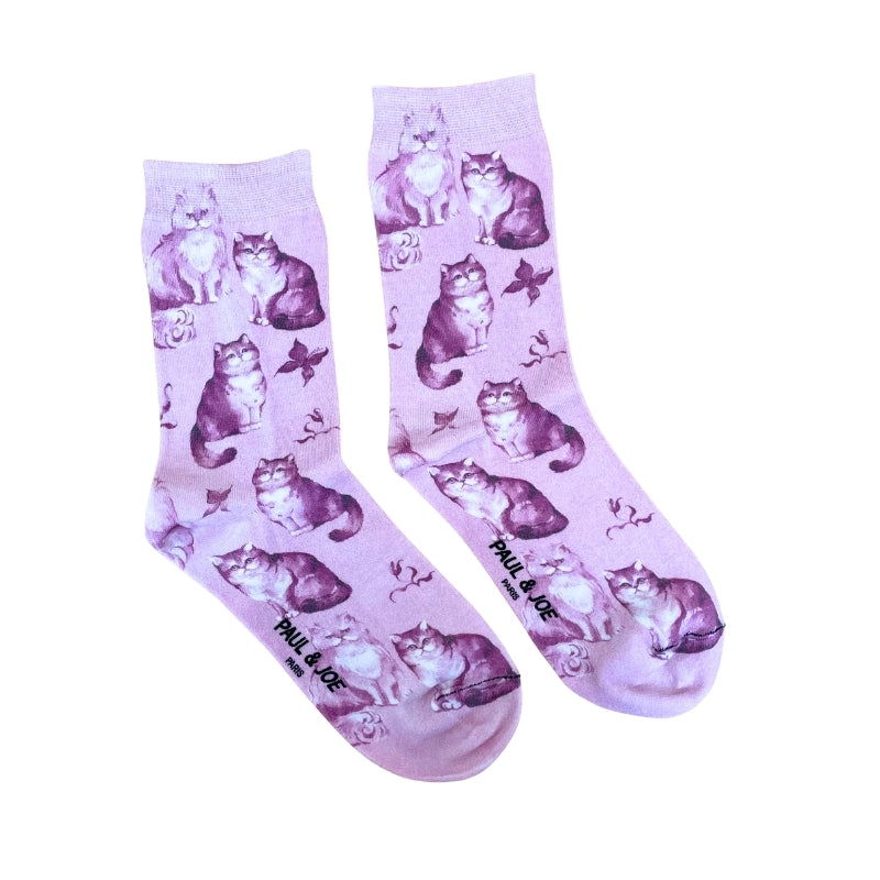 【レディース】壁紙風猫プリント ソックス（ピンク）