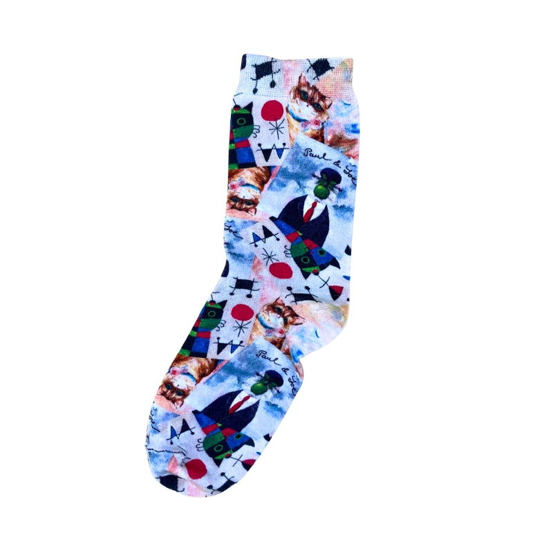 【レディース】アートキャットプリント ソックス（ピンク）