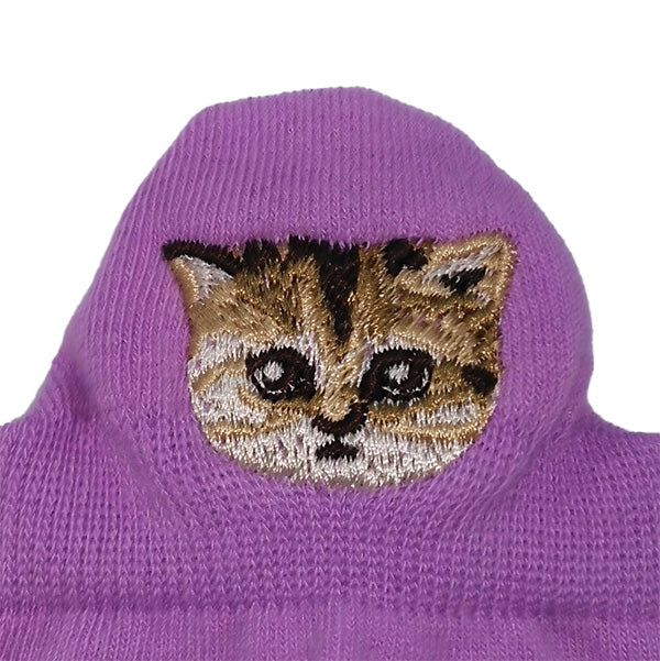 【レディース】ヌネットかかとワンポイント刺繍　アンクル丈ソックス（ラベンダー）