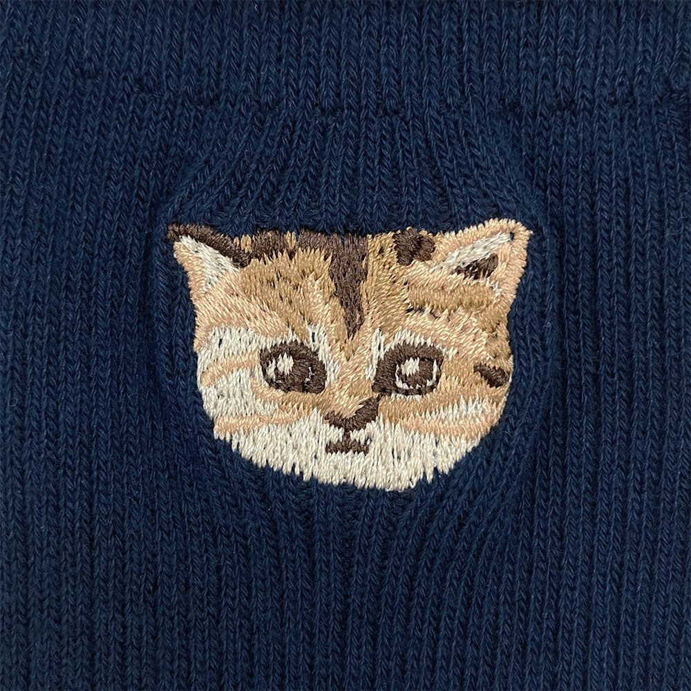 【レディース】ヌネット刺繍　ロークルー丈（ネイビー）