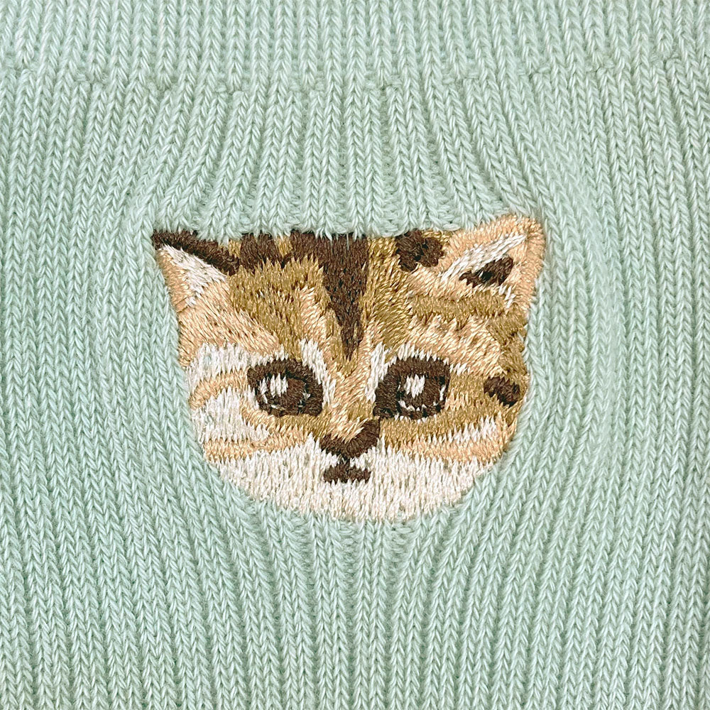 【レディース】ヌネット刺繍　ロークルー丈（ミント）