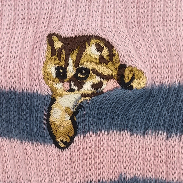 【レディース】ヌネット刺繍　クルー丈ソックス（ピンク）