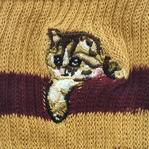 【レディース】ヌネット刺繍　クルー丈ソックス（オレンジ）