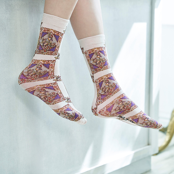 【レディース】Bird&Flowerプリントソックス