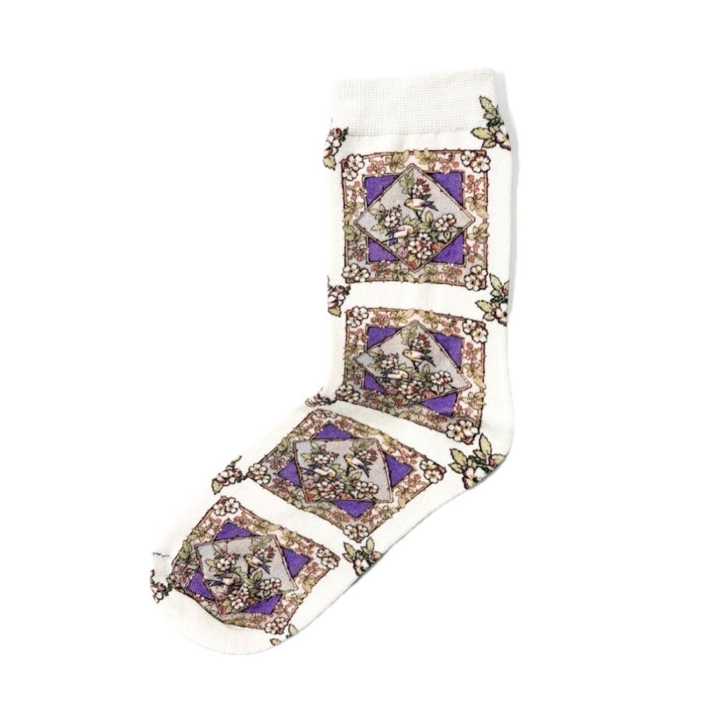 【レディース】Bird&Flowerプリントソックス