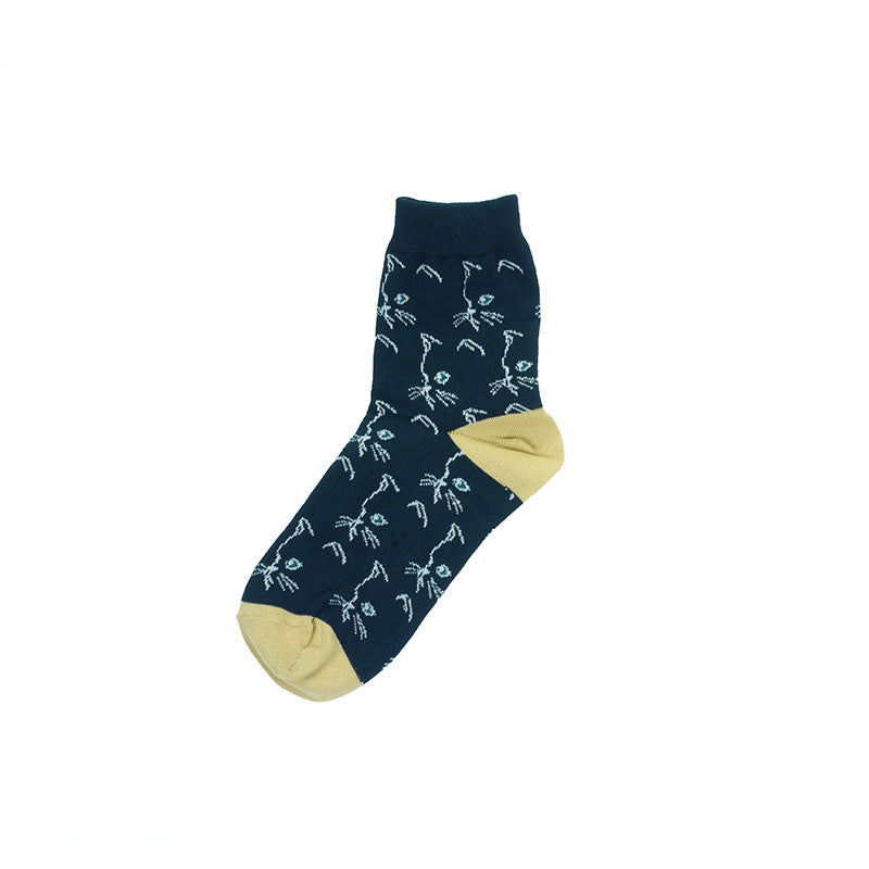 【レディース】ジプシー連続柄 ロークルー丈レディースソックス（ブラック）