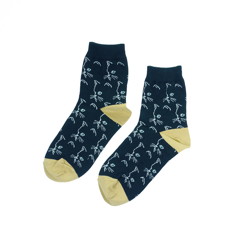 【レディース】ジプシー連続柄 ロークルー丈レディースソックス（ブラック）