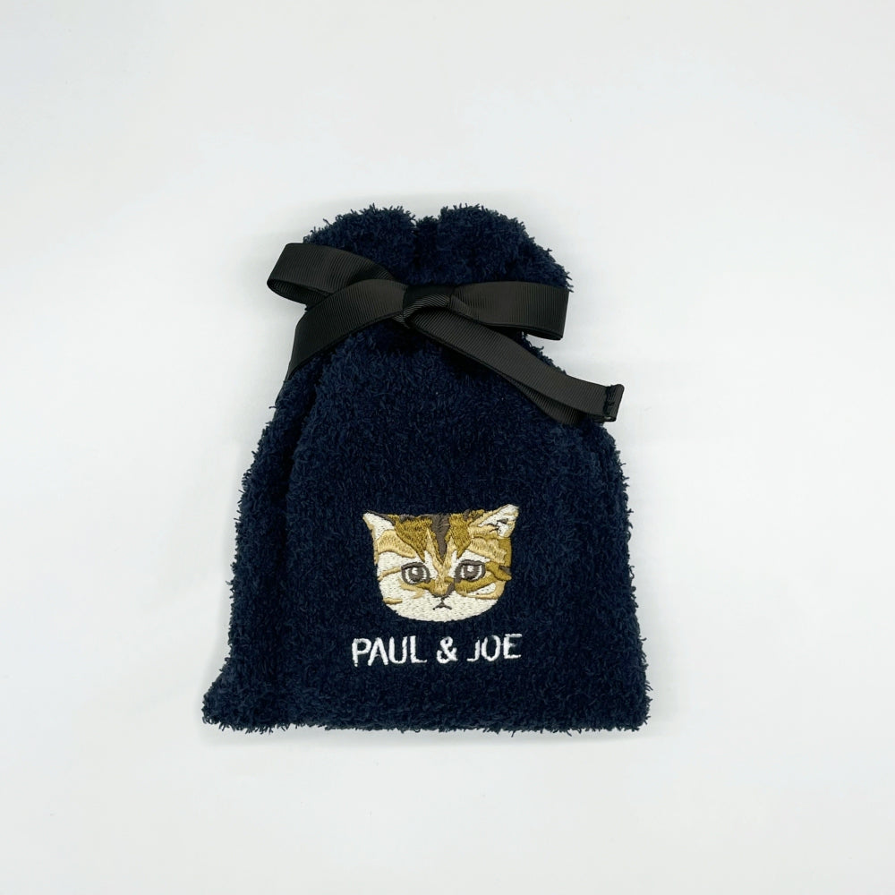 巾着入りヌネット刺繍マシュマロルームソックス（ネイビー）