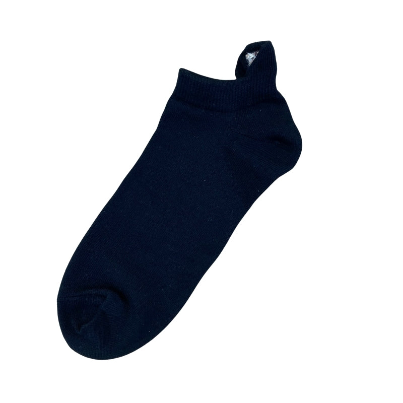 【メンズ】ヌネットかかと刺繍柄　ショートソックス（ブラック）