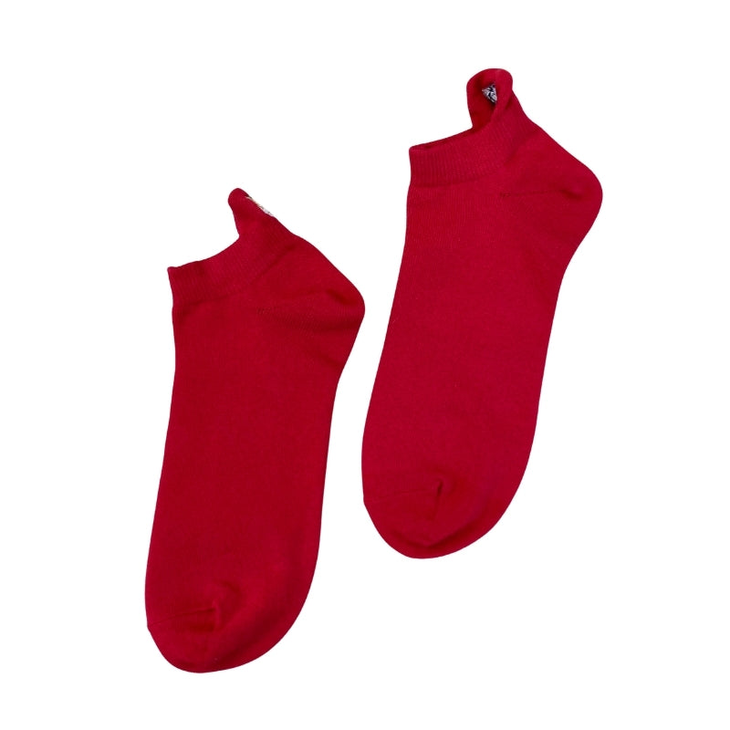 【メンズ】ヌネットかかと刺繍柄　ショートソックス（レッド）