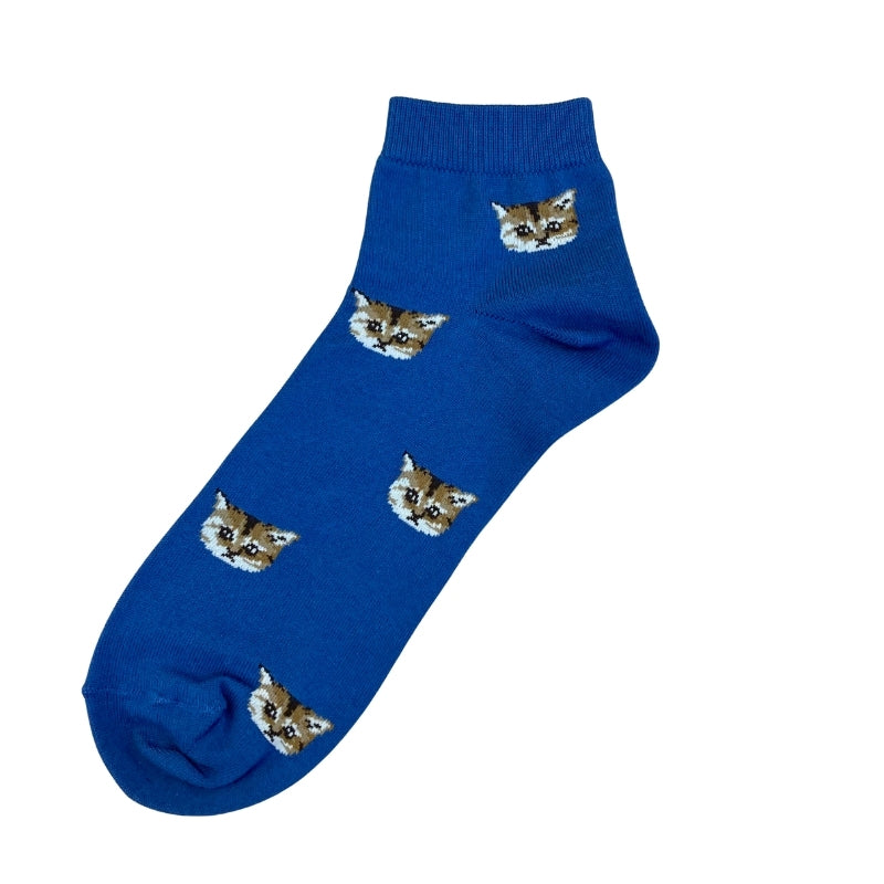 【メンズ】ヌネットフェイス総柄　ショートソックス（ネイビー）