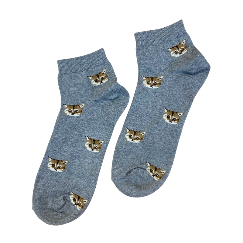 【メンズ】ヌネットフェイス総柄　ショートソックス（グレー）