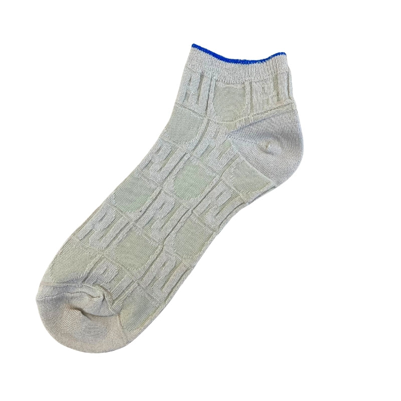 【メンズ】PJ＆猫シルエット総柄　ショート丈ソックス（ベージュ）