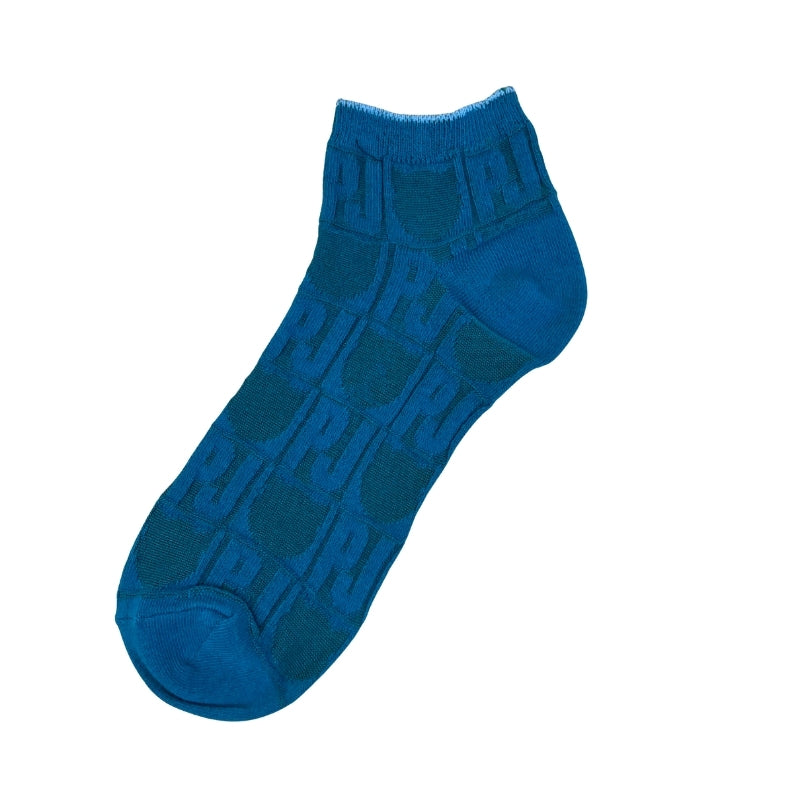 【メンズ】PJ＆猫シルエット総柄　ショート丈ソックス（ダークグリーン）