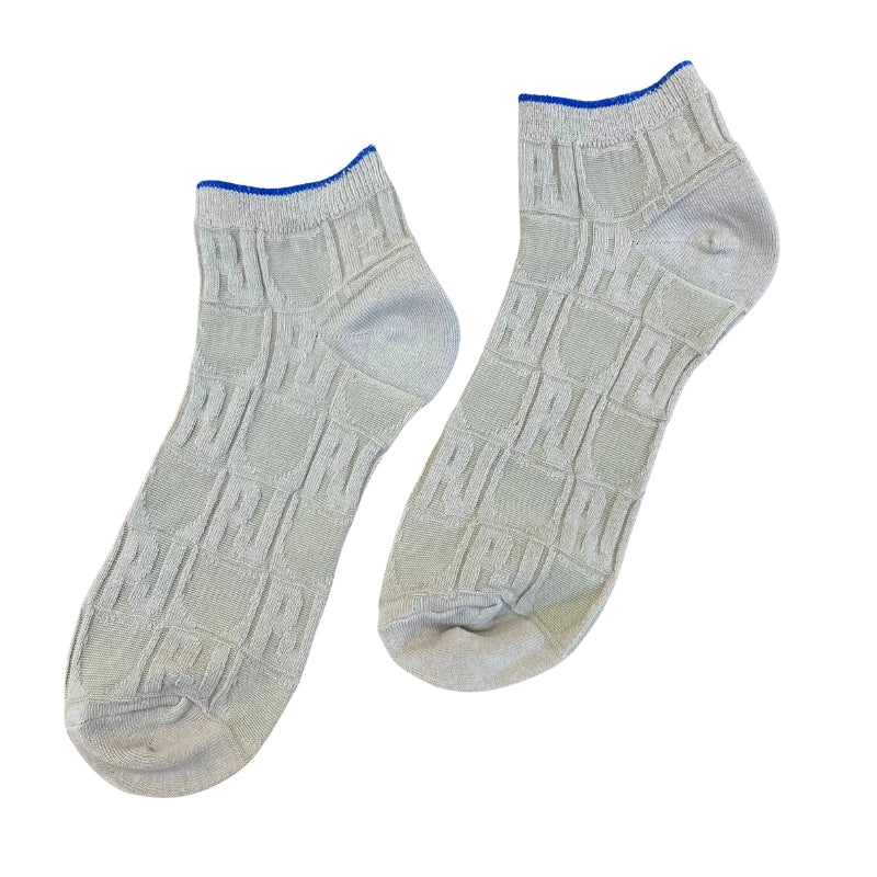 【メンズ】PJ＆猫シルエット総柄　ショート丈ソックス（ベージュ）