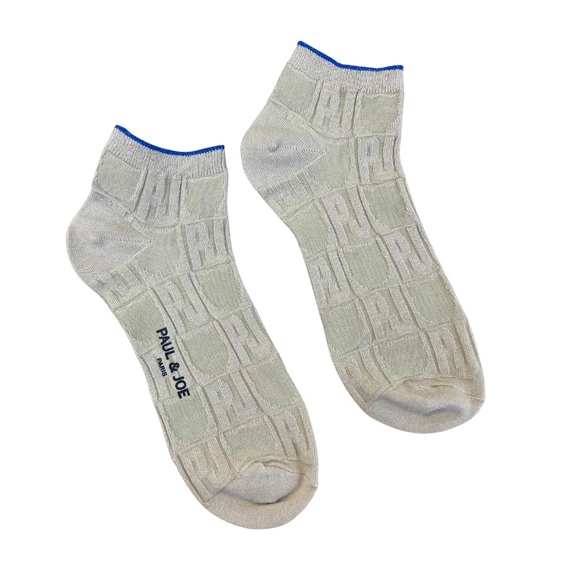 【メンズ】PJ＆猫シルエット総柄　ショート丈ソックス（ベージュ）