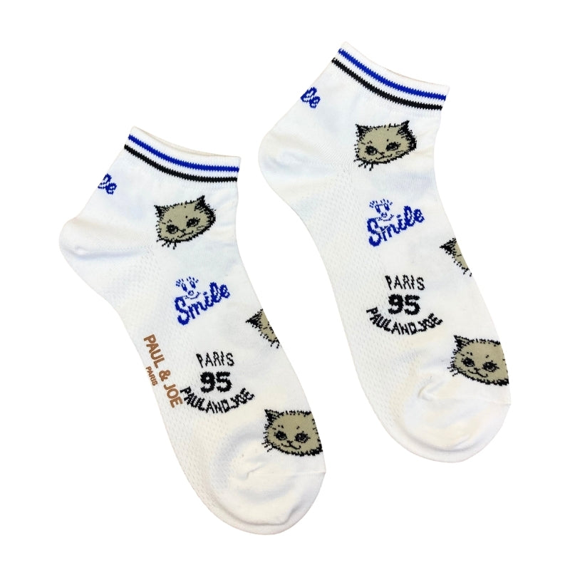 【メンズ】レトロワッペン風総柄　ショート丈ソックス（ホワイト）