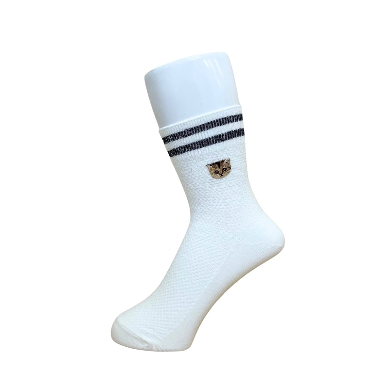 カノコヌネット刺繍柄　ロークルー丈ソックス（ホワイト）