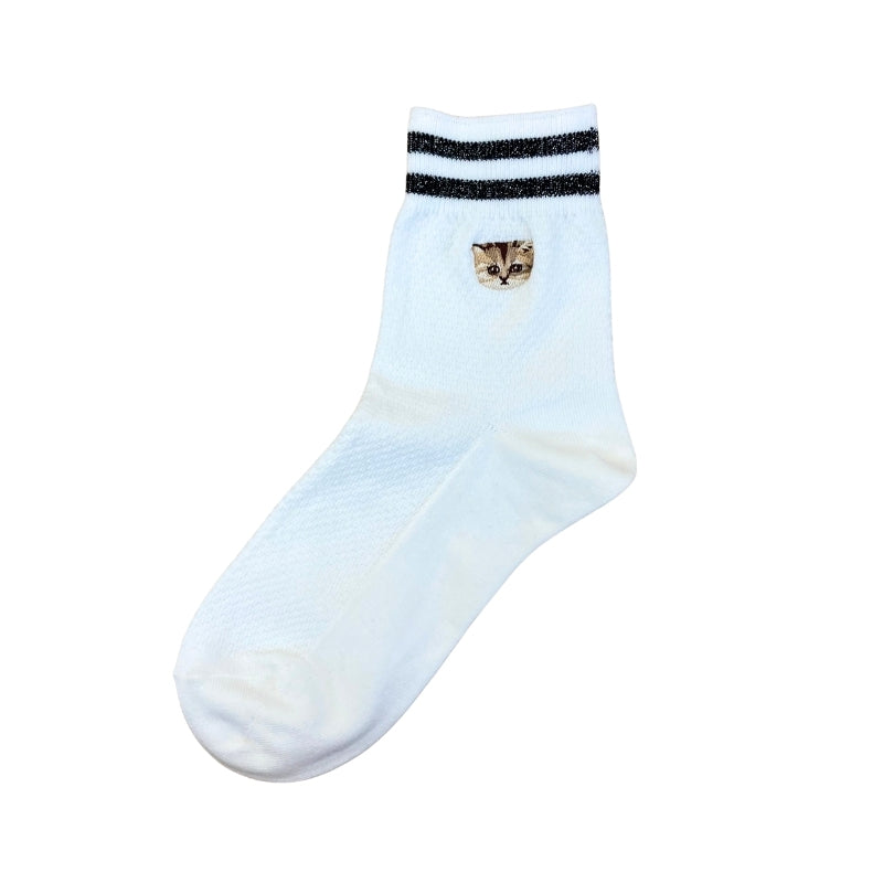 カノコヌネット刺繍柄　ロークルー丈ソックス（ホワイト）