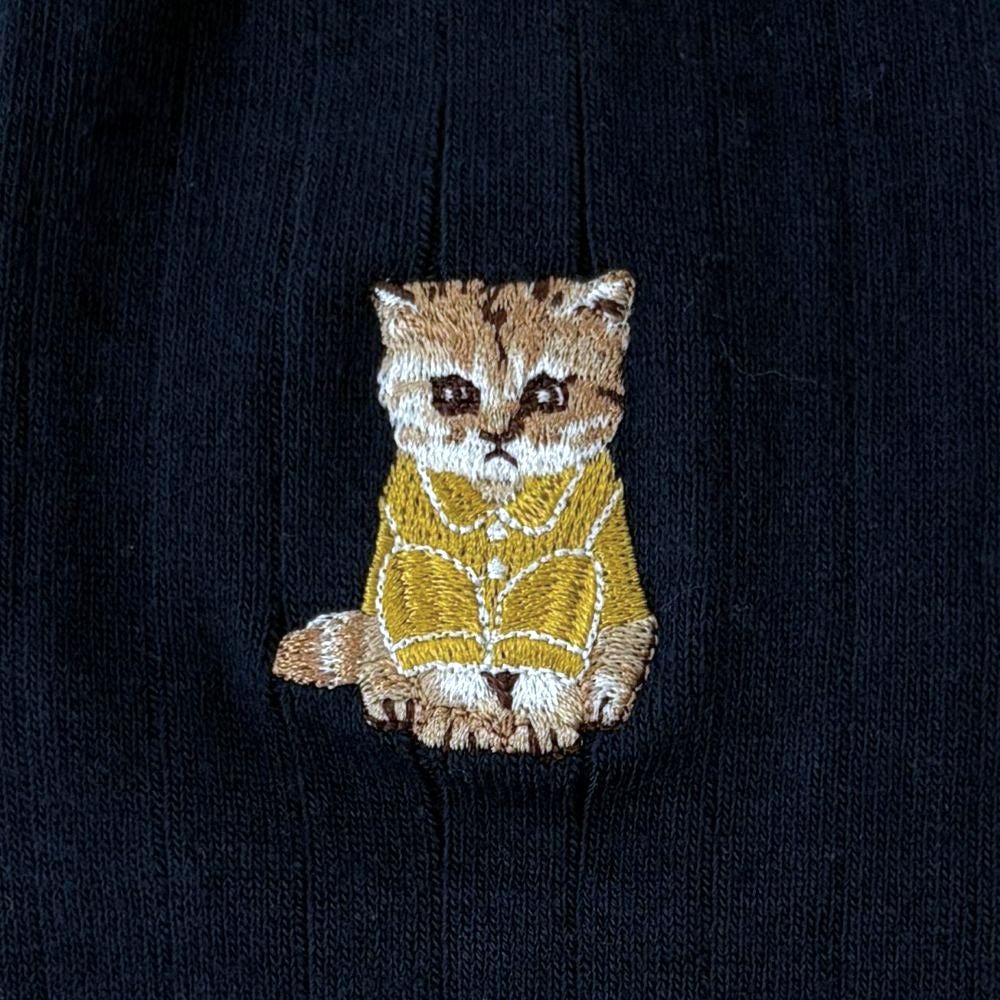 【メンズ】お座りヌネット刺繍　クルー丈ソックス