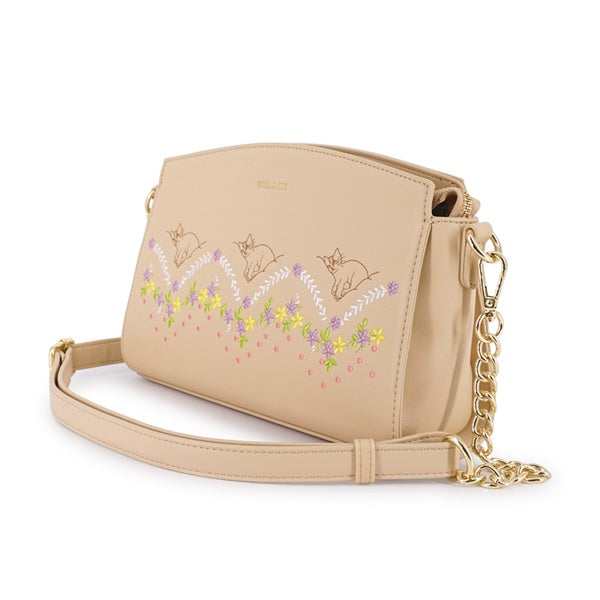 CAT EMBROIDERY ショルダーバッグ（ベージュ）