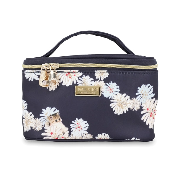 クリザンテーム＆ヌネット持ち手付きポーチ（ネイビー）