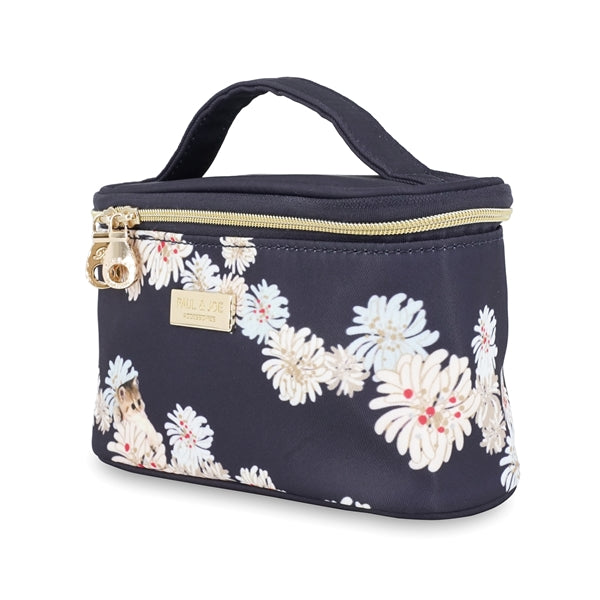 クリザンテーム＆ヌネット持ち手付きポーチ（ネイビー）