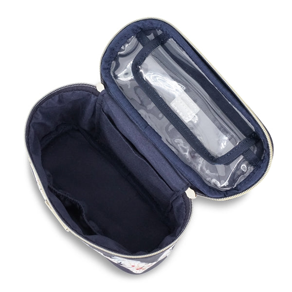 クリザンテーム＆ヌネット持ち手付きポーチ（ネイビー）