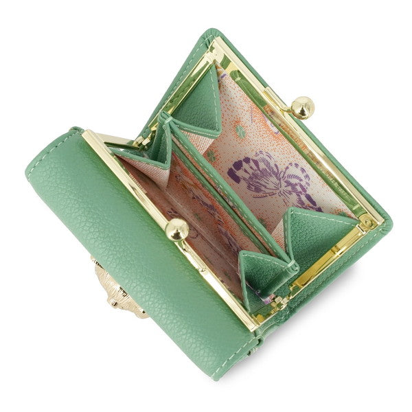 3D CAT FACE 口金ミニ財布 （グリーン）