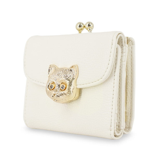 3D CAT FACE 口金ミニ財布 （アイボリー）