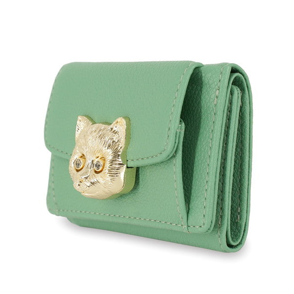 3D CAT FACE ミニ財布 （グリーン）
