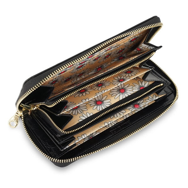 デイジー エンボス ラウンド束入れ （ブラック）