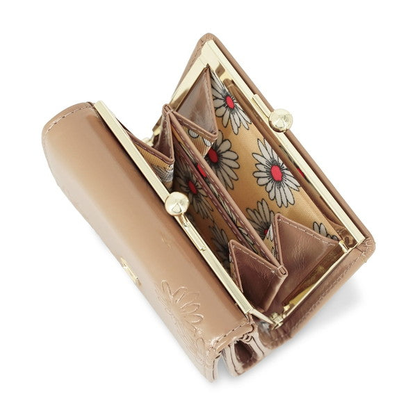 デイジー エンボス 口金ミニ財布 （ベージュ）