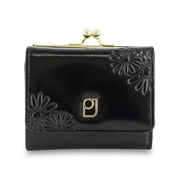 デイジー エンボス 口金ミニ財布 （ブラック）