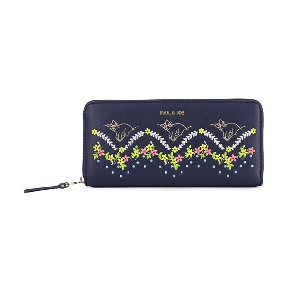 CAT EMBROIDERY　ラウンド束入れ　ネイビー