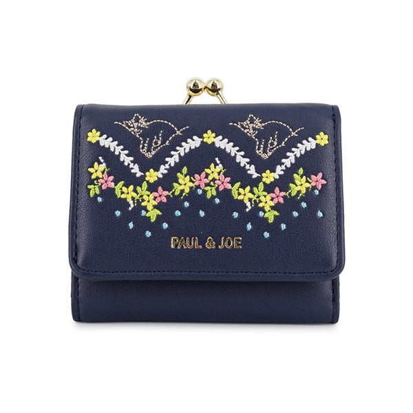 CAT EMBROIDERY　口金ミニ財布　ネイビー