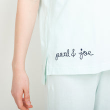 ムジTシャツ　胸ポケット猫刺繍  綿天竺 （グリーン）
