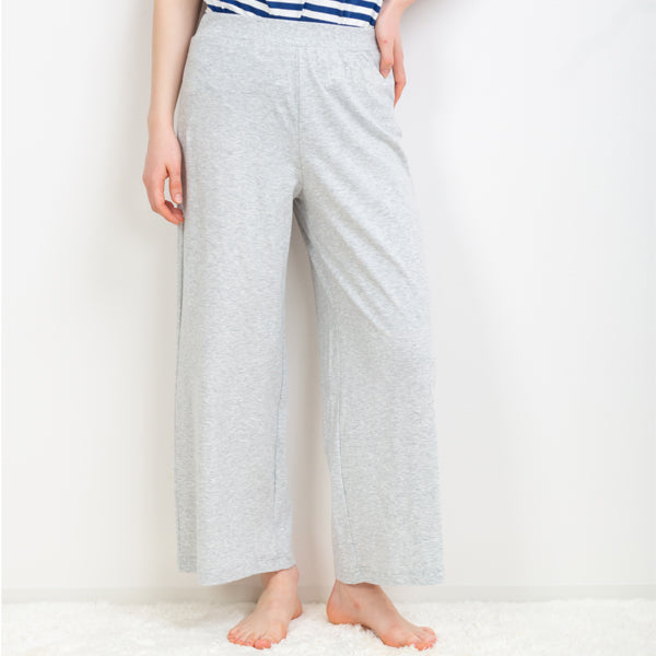 ネコ刺繍柄  ロングパンツ（グレー）