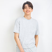 ムジTシャツ　胸ポケット猫刺繍  綿天竺 （グレー）