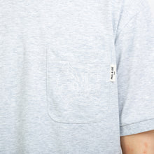 ムジTシャツ　胸ポケット猫刺繍  綿天竺 （グレー）