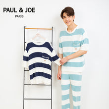 編立ニットボーダーTシャツ　 （ターコイズ）