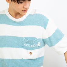 編立ニットボーダーTシャツ　 （ターコイズ）