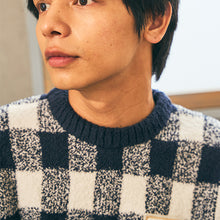 【2023年10月NEW】【メンズ】ブロックチェック　モールヤーンジャカードロングパンツ（M-Lサイズ）　※ボトムスのみ