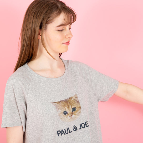 ヌネット&ロゴ Tシャツ　キュートなヌネットにみつめられたい！ / ｸﾞﾚｰ / L
